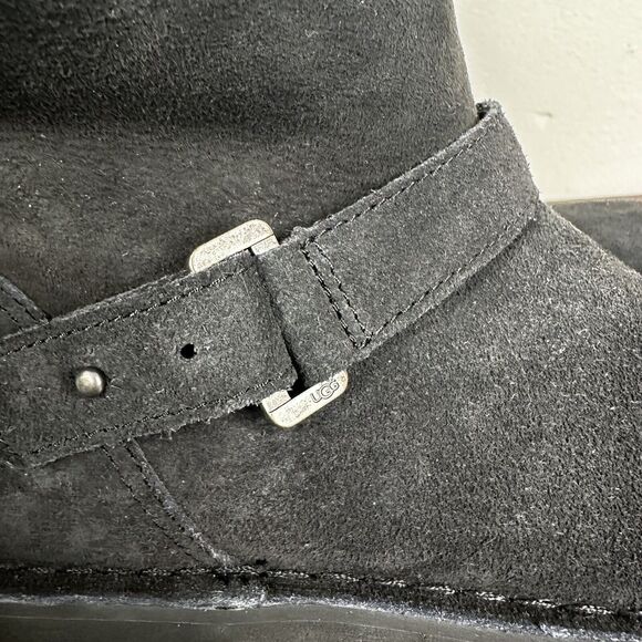 Ugg Syden Black Suede Sheepskin Boots 1120702 Women's 8.5 - Picture 5 of 12